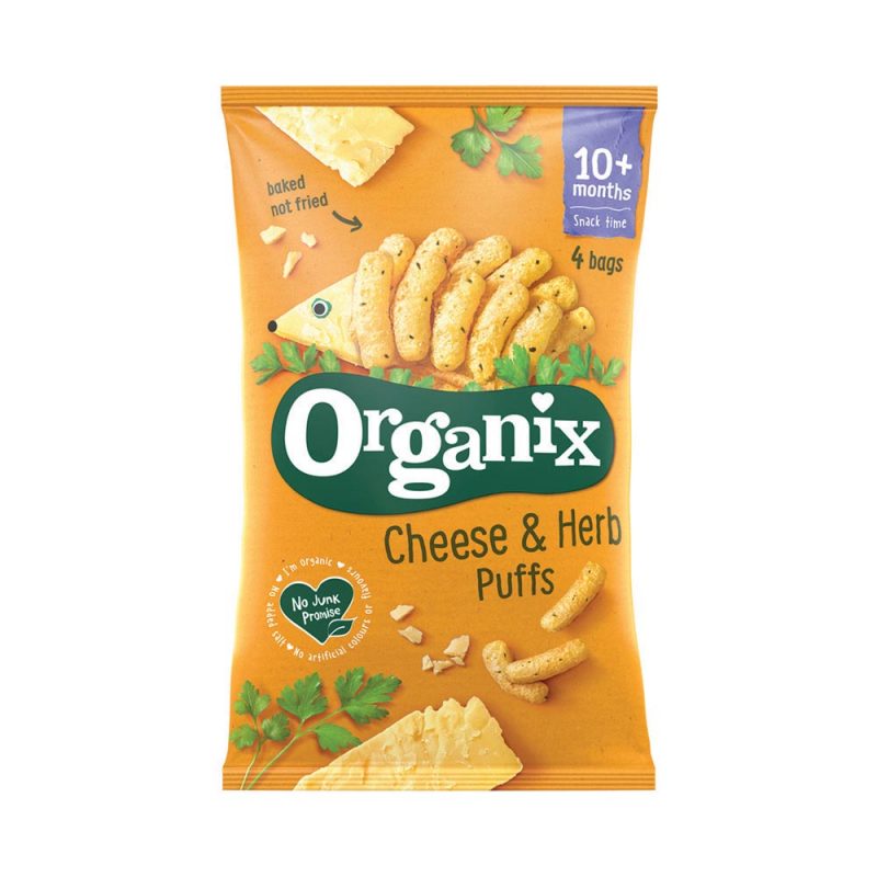 Organix Cheese and Herb Puffs Multipack Toddler Food Snack 10 Months+ 4x15g